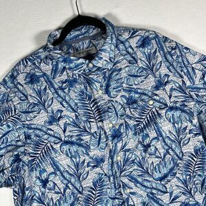 Tommy Bahama Tortola Shirt Mens XLT Blue Floral Tropical Tencel Cotton Tall XL